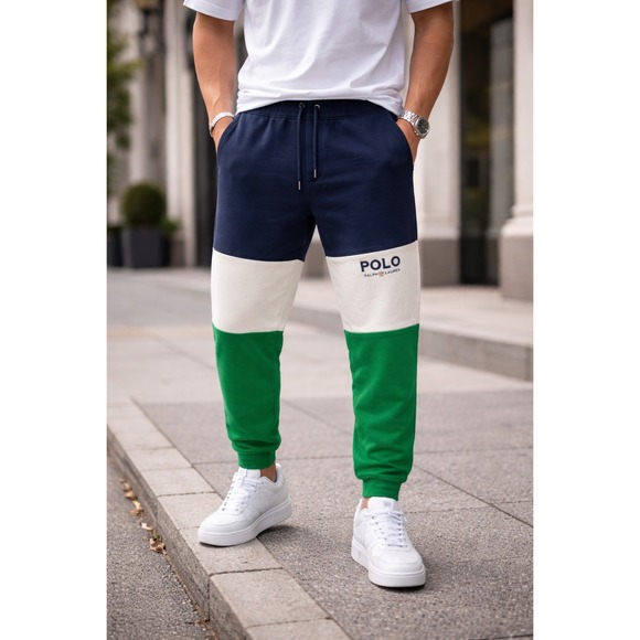 Polo Ralph Lauren Other - Polo Ralph Lauren Colorblock Joggers Sweatpants Navy White Green Mens M
